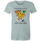 Pineapple Pizza - Womens T-shirt Pale Blue Womens T-shirt Food Printed In Australia