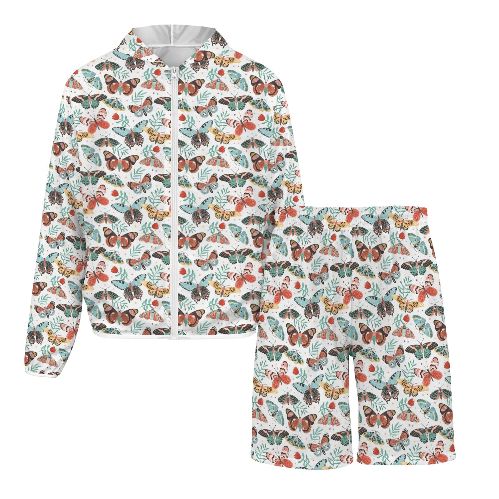 Pretty Moths And Butterflies Men's Lightweight Sun Hoodie & Shorts Set Men's Lightweight Sun Hoodie & Shorts animal Printed Offshore
