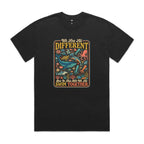 We Are All Different, But We All Swim Together AS Colour Heavy Faded Tee Unisex Faded Black Heavy Faded T-shirt animal Ocean Positivity Printed In Australia