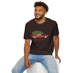 Retro Christmas Tree On Car - Unisex Softstyle T-Shirt