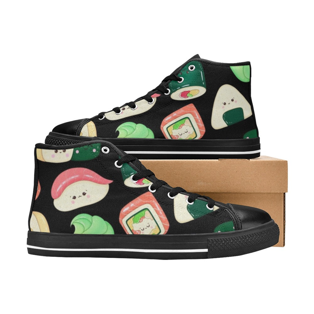 Happy Sushi - Kids High Top Canvas Shoes