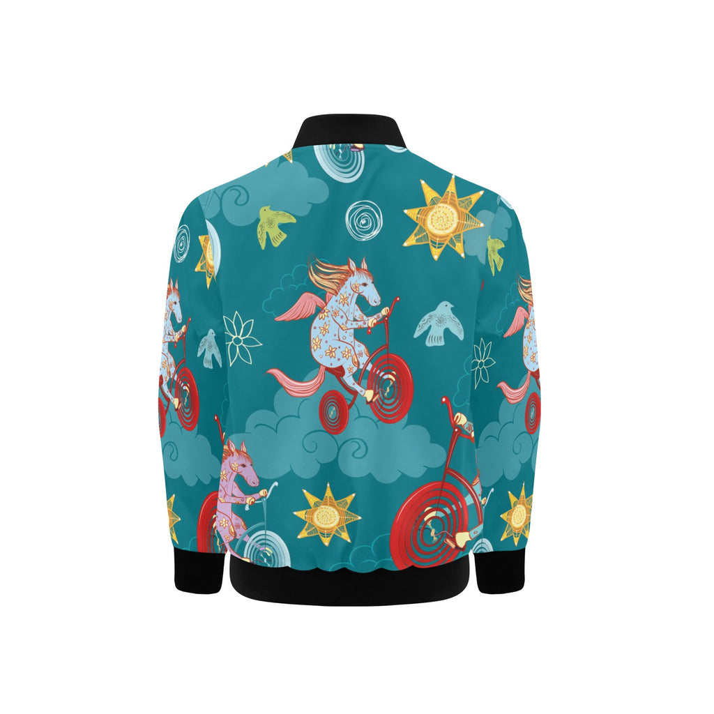 Horses On Bikes Kids Bomber Jacket Kids Bomber Jacket animal Printed Offshore