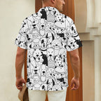 Black And White Dogs Men's Short Sleeve Hawaiian Shirt Men's Hawaiian Shirt (New) animal Printed Offshore