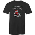 Scooter Santa Mens T-Shirt Black Mens Christmas T-shirt Christmas Printed In Australia