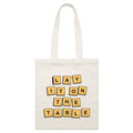Lay It On The Table Parcel Canvas Tote Bag Default Title Small Tote Bag Games Printed In Australia