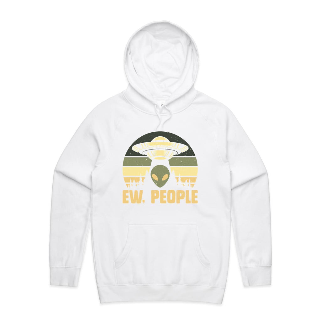 Alien, Ew People - Mens Hoodie White Mens Hoodie Printed In Australia Sci Fi