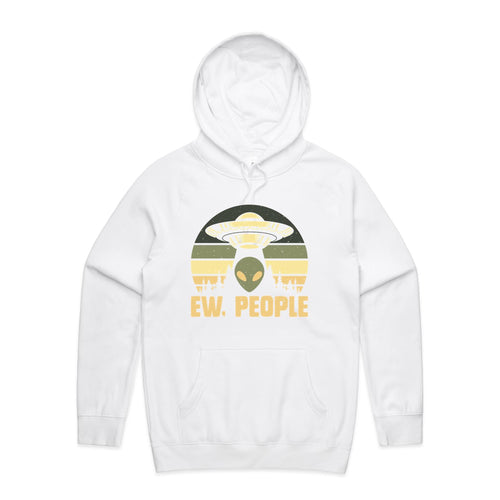 Alien, Ew People - Mens Hoodie White Mens Hoodie Printed In Australia Sci Fi