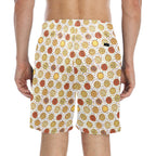 Round Pizzas On White Men's Mid-Length Beach Shorts Men's Mid-Length Beach Shorts Food Printed Offshore