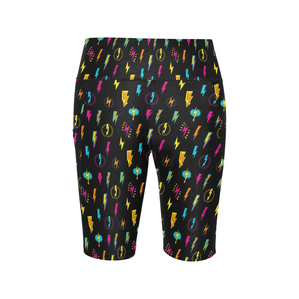 Fun Lightning Women's Bike Shorts With Side Pockets Women's Bike Shorts comic Printed Offshore