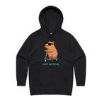 Just Be Cool, Capybara - Womens Hoodie Black Womens Hoodie animal Printed In Australia