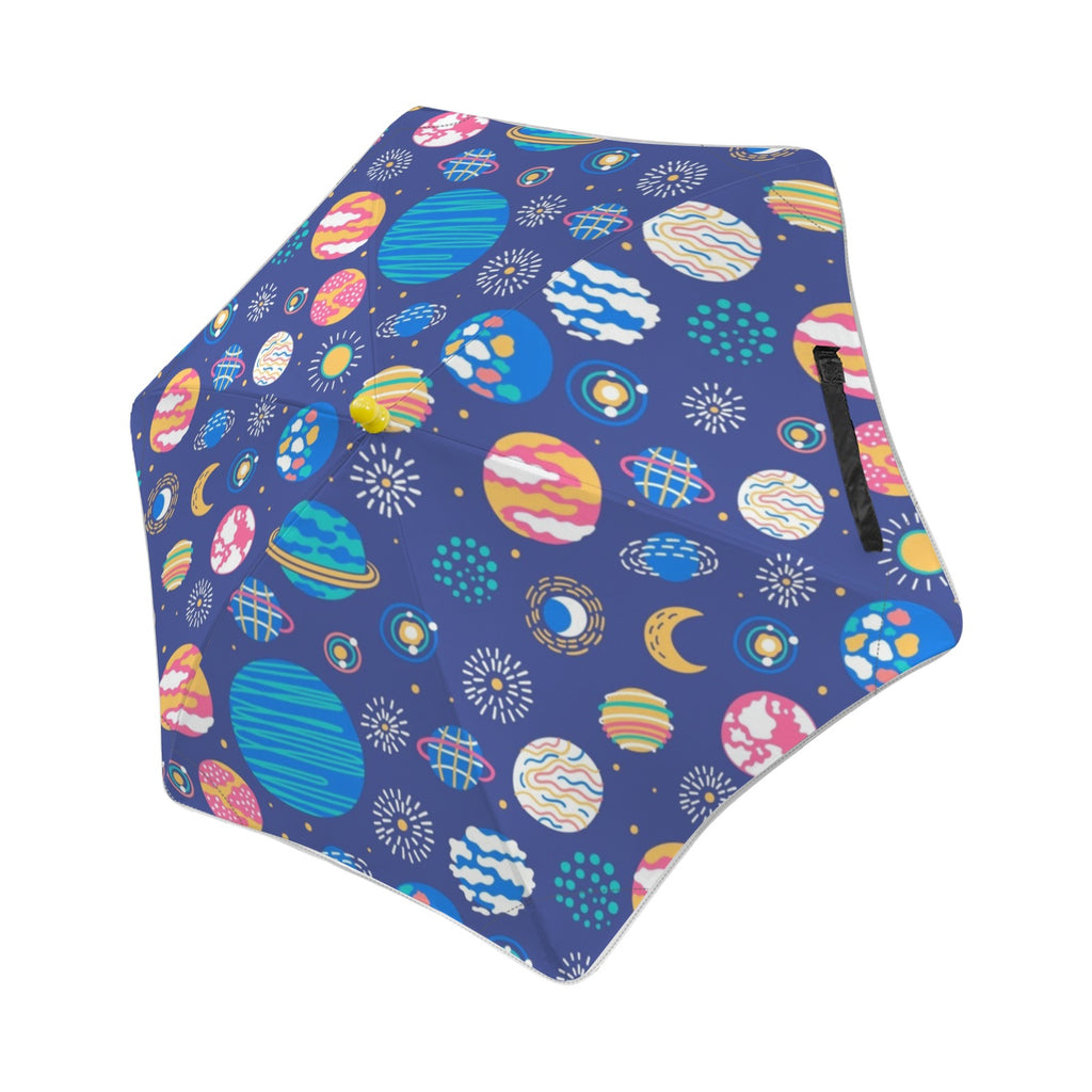 Planets On Blue Kids Safe Round Corner Umbrella