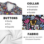 Graphic Flowers On Black Large MMen's Short Sleeve Hawaiian Shirt Men's Hawaiian Shirt (New) Plants Printed Offshore