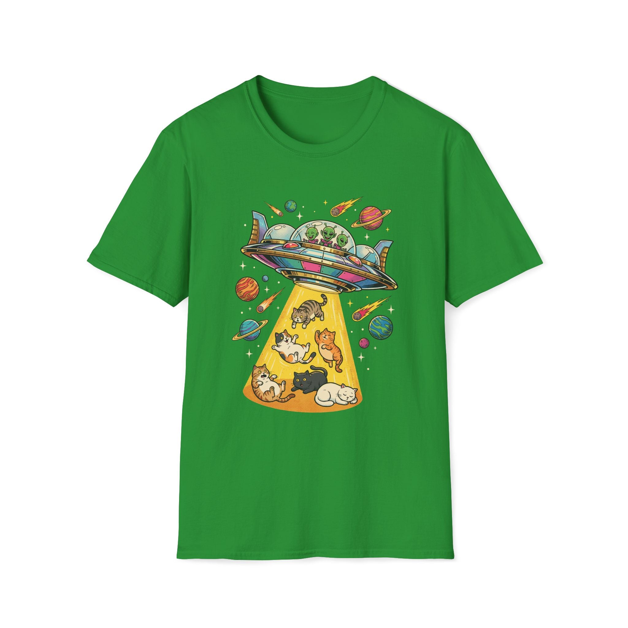 UFO Cat Abduction Unisex T-Shirt Unisex Adult T-shirt animal Globally Fulfilled Sci Fi