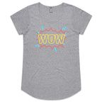 Wow, Comic Book - Womens Scoop Neck T-Shirt Grey Marle Womens Scoop Neck T-shirt comic Printed In Australia