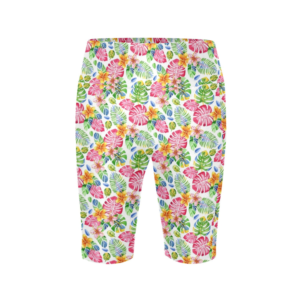 Bright Painted Tropical Women's Bike Shorts With Side Pockets