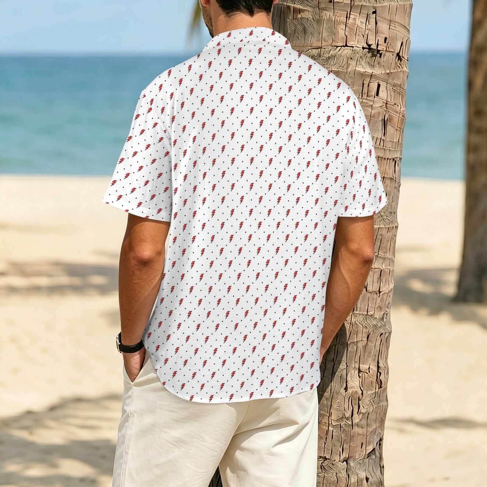 Red Lightning Men's Crinkle Hawaiian Shirt