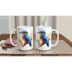 Personalise - Kingfisher, Australian Birds - White 15oz Ceramic Mug Personalised 15oz Mug animal Globally Fulfilled