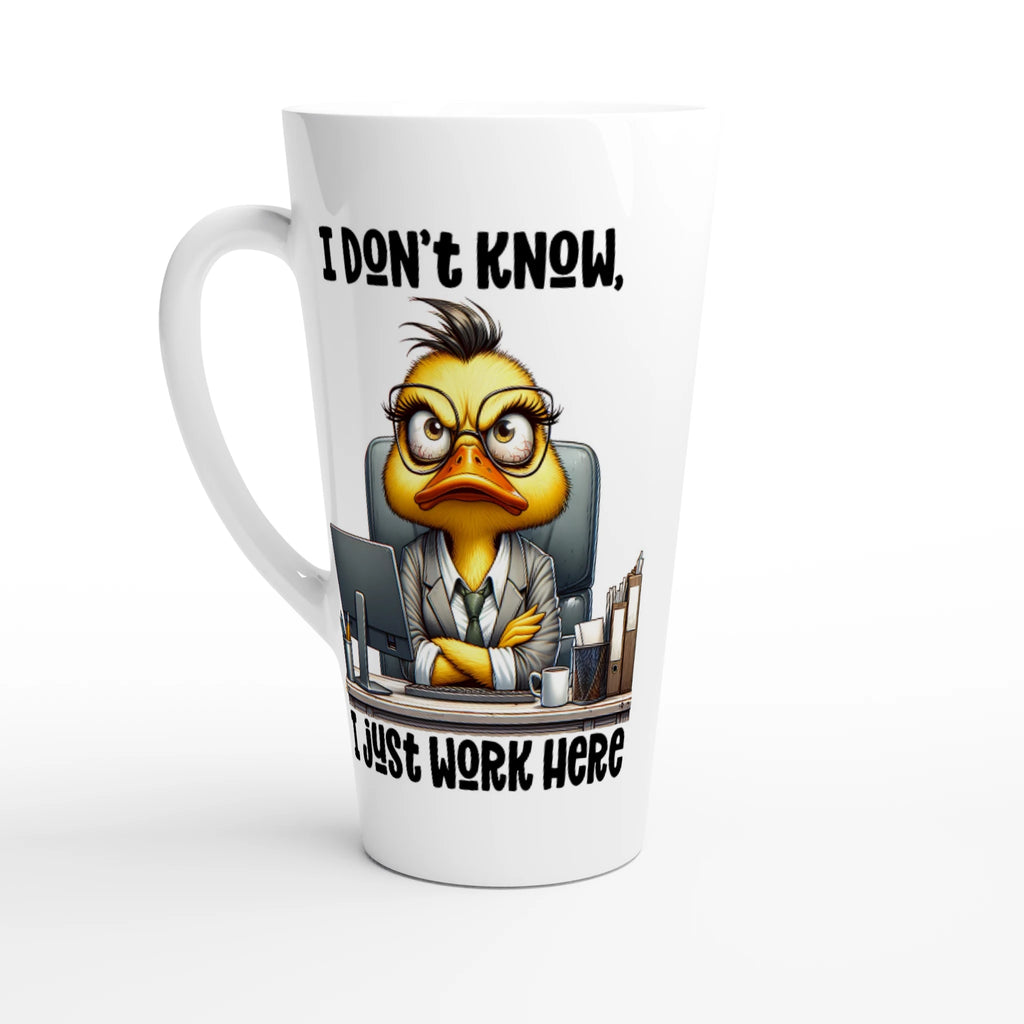 I Don't Know, I Just Work Here, Duck - White Latte 17oz Ceramic Mug Default Title Latte Mug animal Globally Fulfilled Work