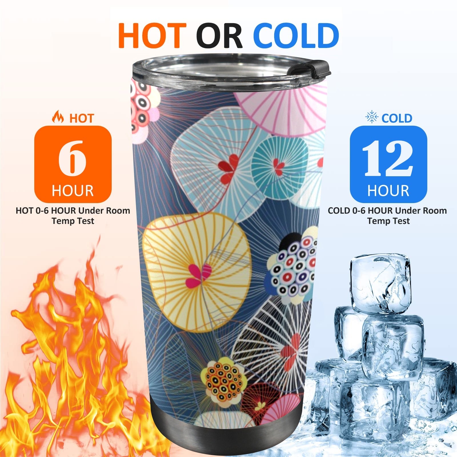 Abstract Floral - 20oz Mobile Tumbler with Lid (Black Lock) 20oz Travel Mug Printed Offshore