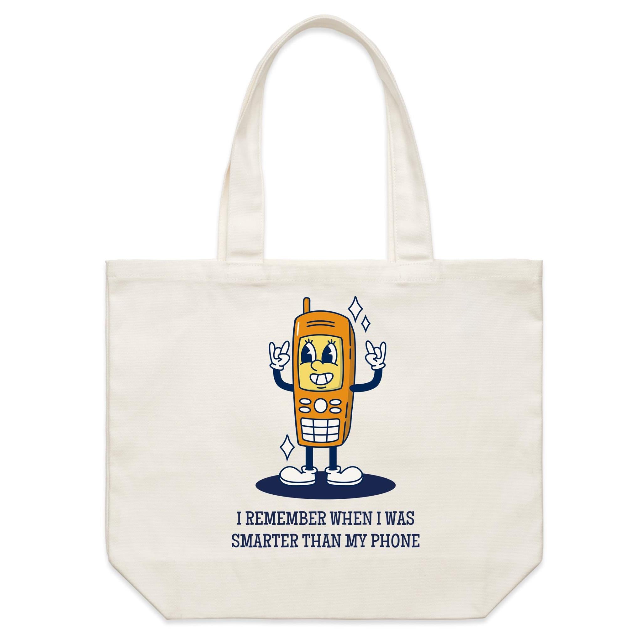 I Remember When I Was Smarter Than My Phone - Shoulder Canvas Tote Bag Default Title Large Tote Bag Printed In Australia Tech