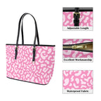 Pink Leopard - Leather Tote Bag-Large