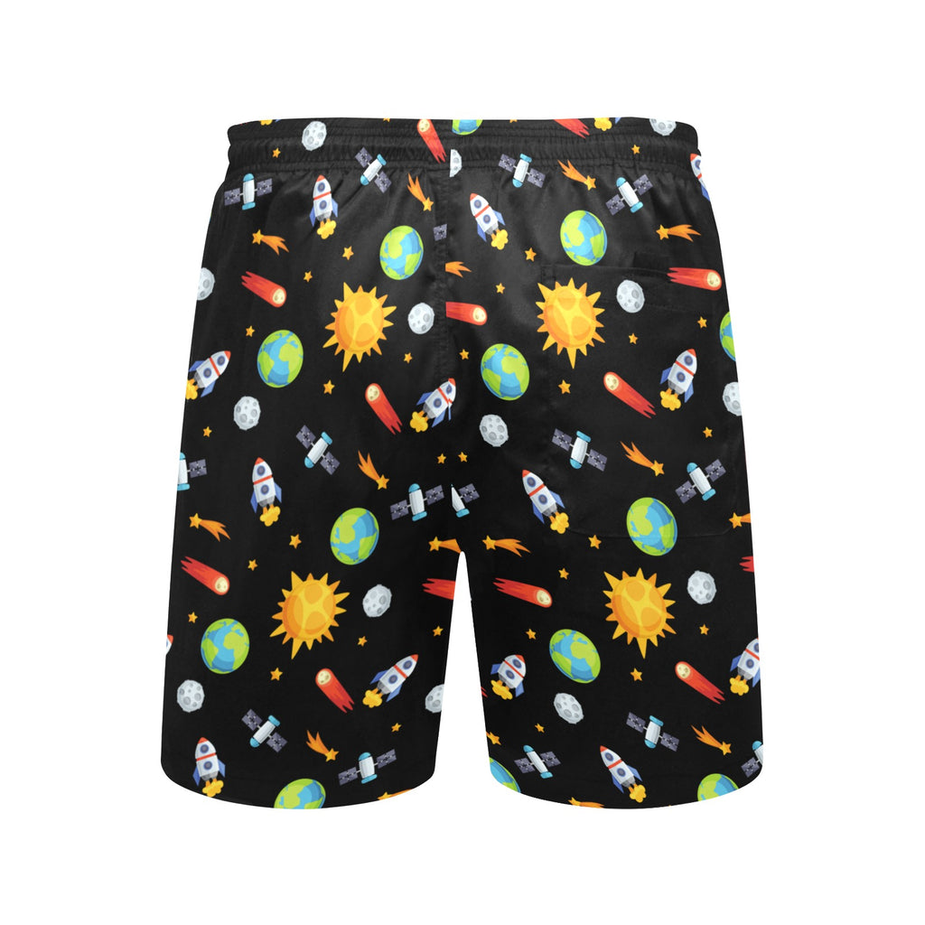 Busy Space Men's Mid-Length Beach Shorts Men's Mid-Length Beach Shorts Printed Offshore Space