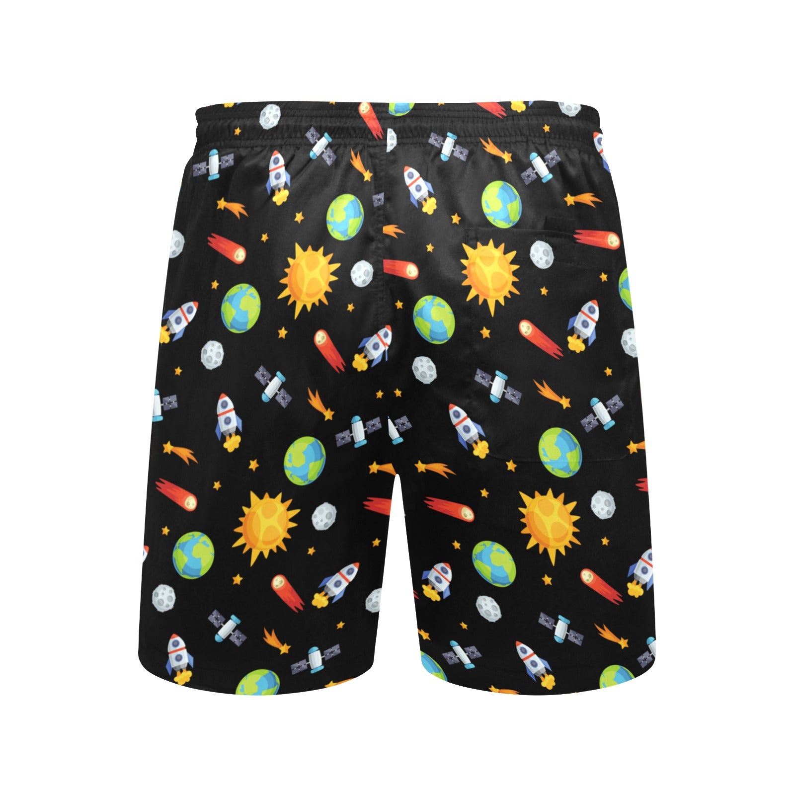 Busy Space - Men's Mid-Length Beach Shorts Men's Mid-Length Beach Shorts Printed Offshore Space