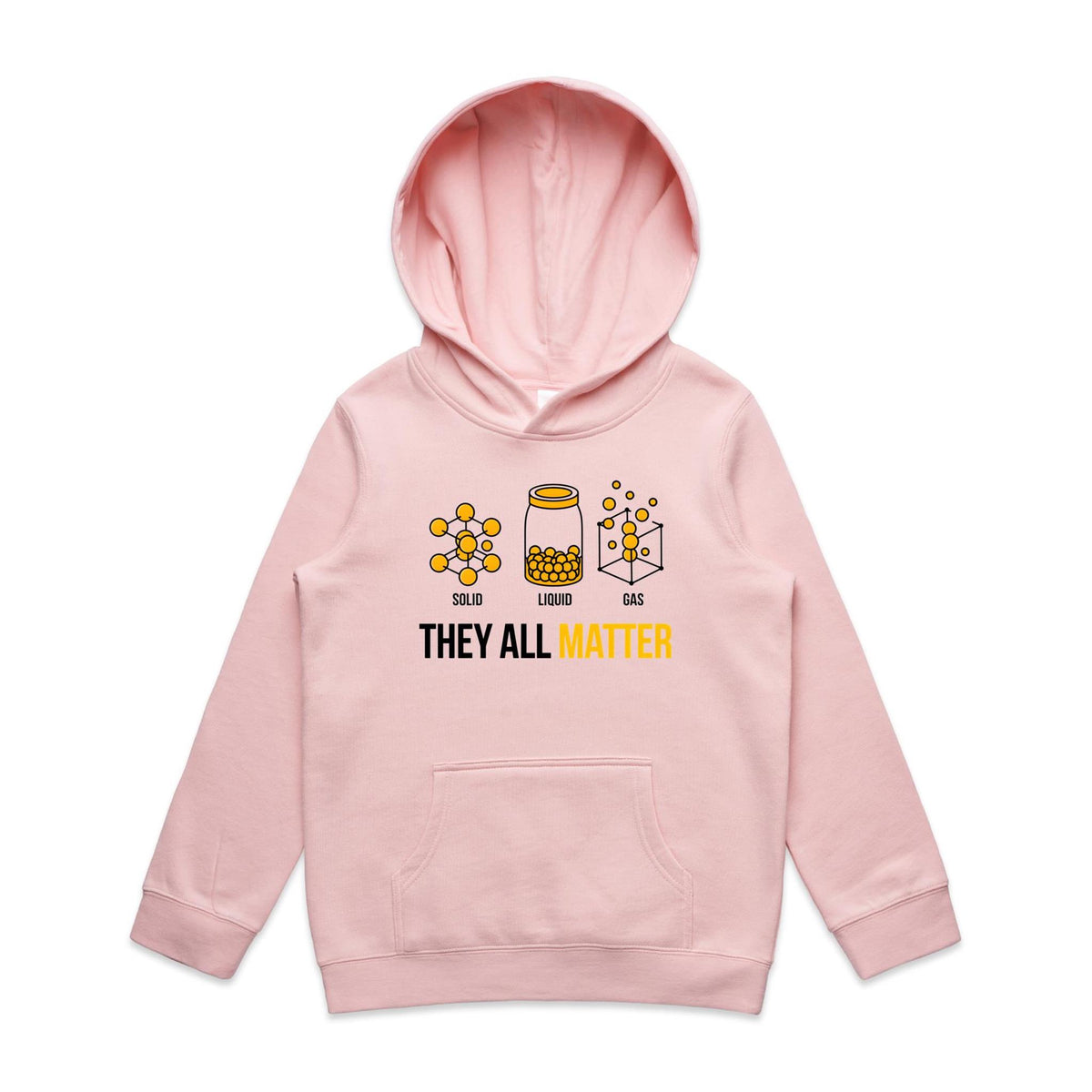They All Matter Solid Liquid Gas Kids AS Colour Hoodie Pink Kids Hoodie Printed In Australia Science