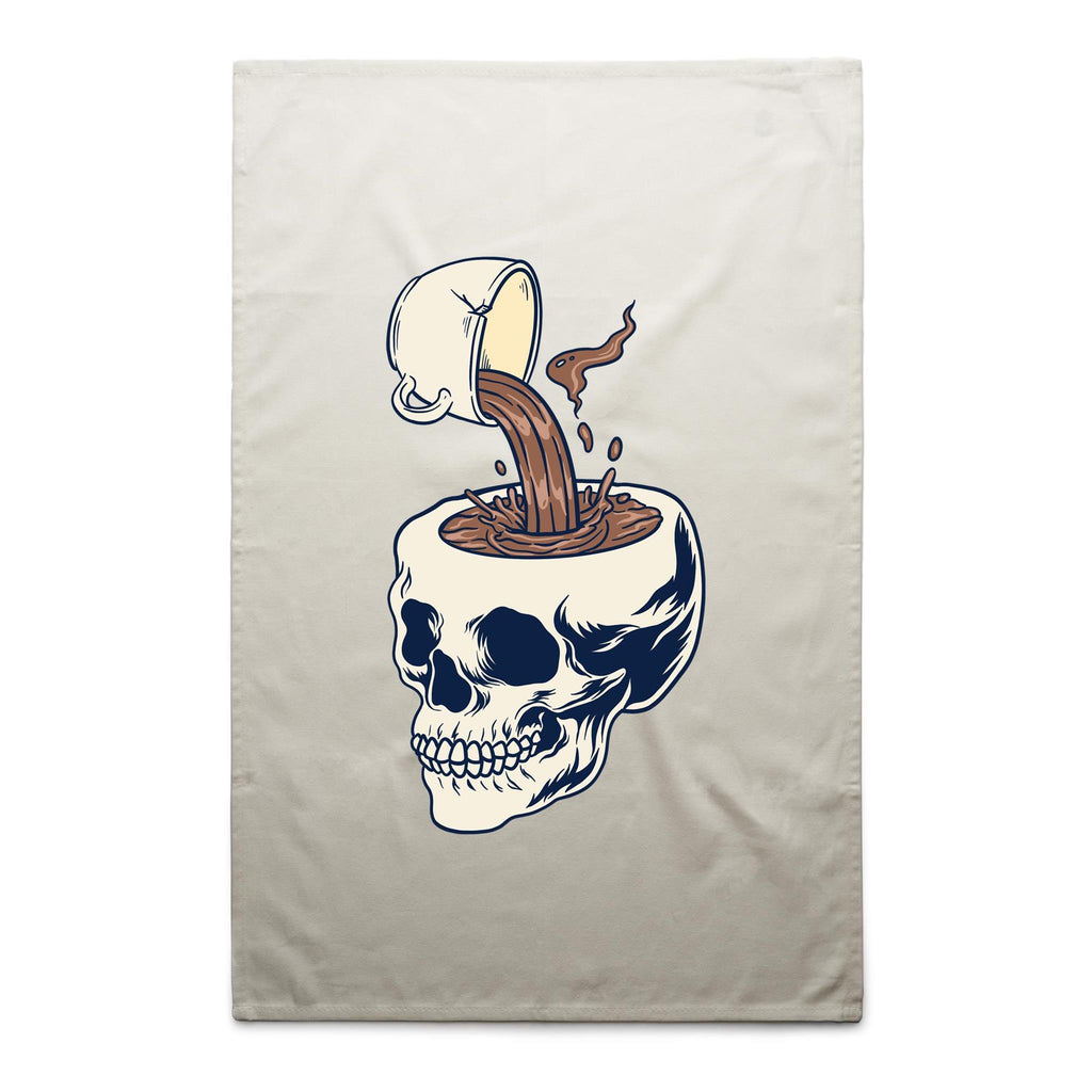 Coffee Skull - AS Colour Tea Towel Cream One Size Tea Towel Coffee Printed In Australia
