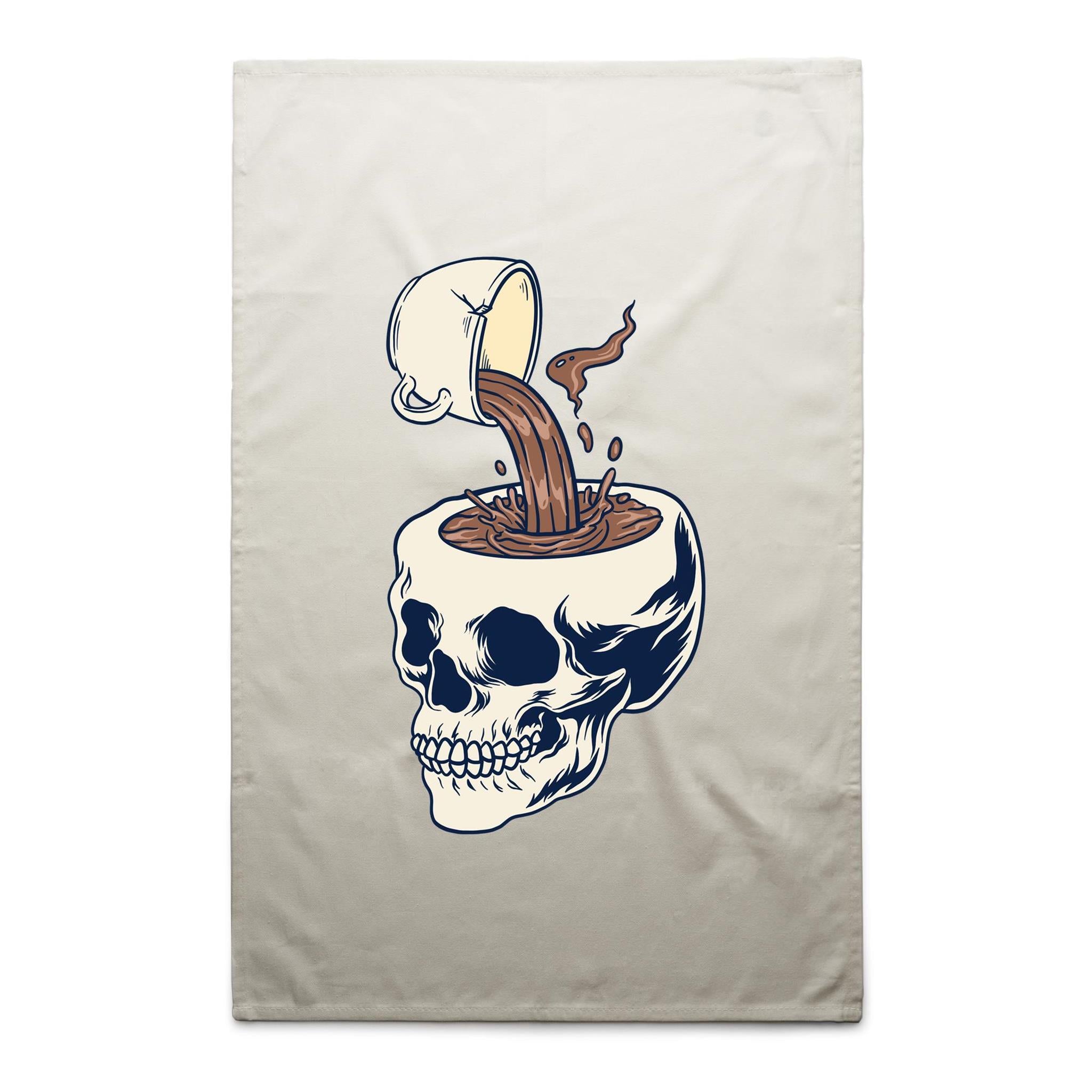Coffee Skull - AS Colour Tea Towel Cream One Size Tea Towel Coffee Printed In Australia