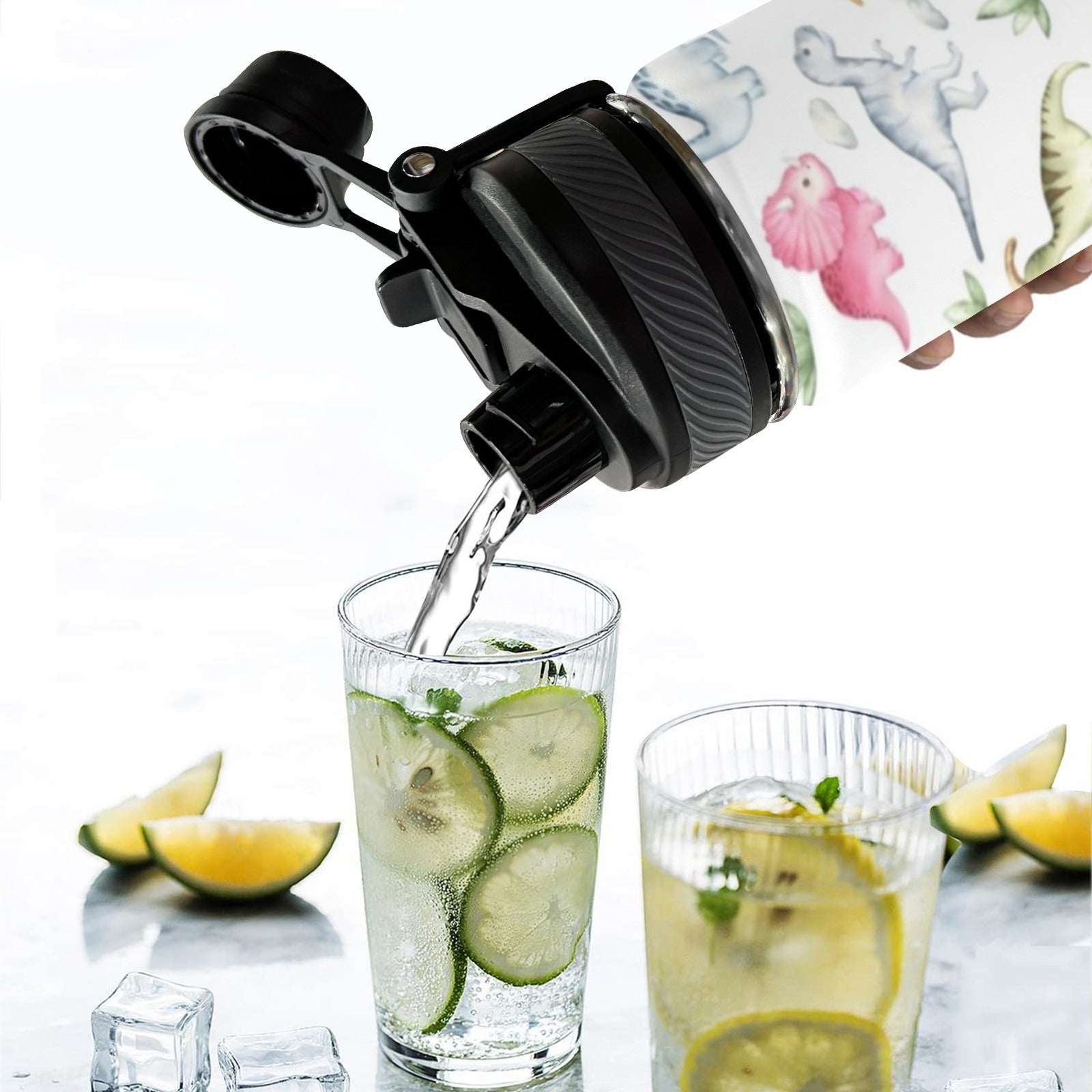 Dinosaur Garden - Insulated Water Bottle with Dual-Use Lid (18oz) Insulated Water Bottle with Dual-Use Lid (18oz) animal Printed Offshore