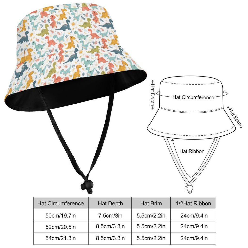 Cute Colourful Dinosaurs - Kids Bucket Hat
