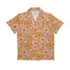 Orange Retro Floral Senior Kids Hawaiian Shirt