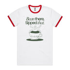 Bean There, Sipped That, Coffee - Staple Ringer Tee White Red Ringer T-Shirt Coffee Printed In Australia