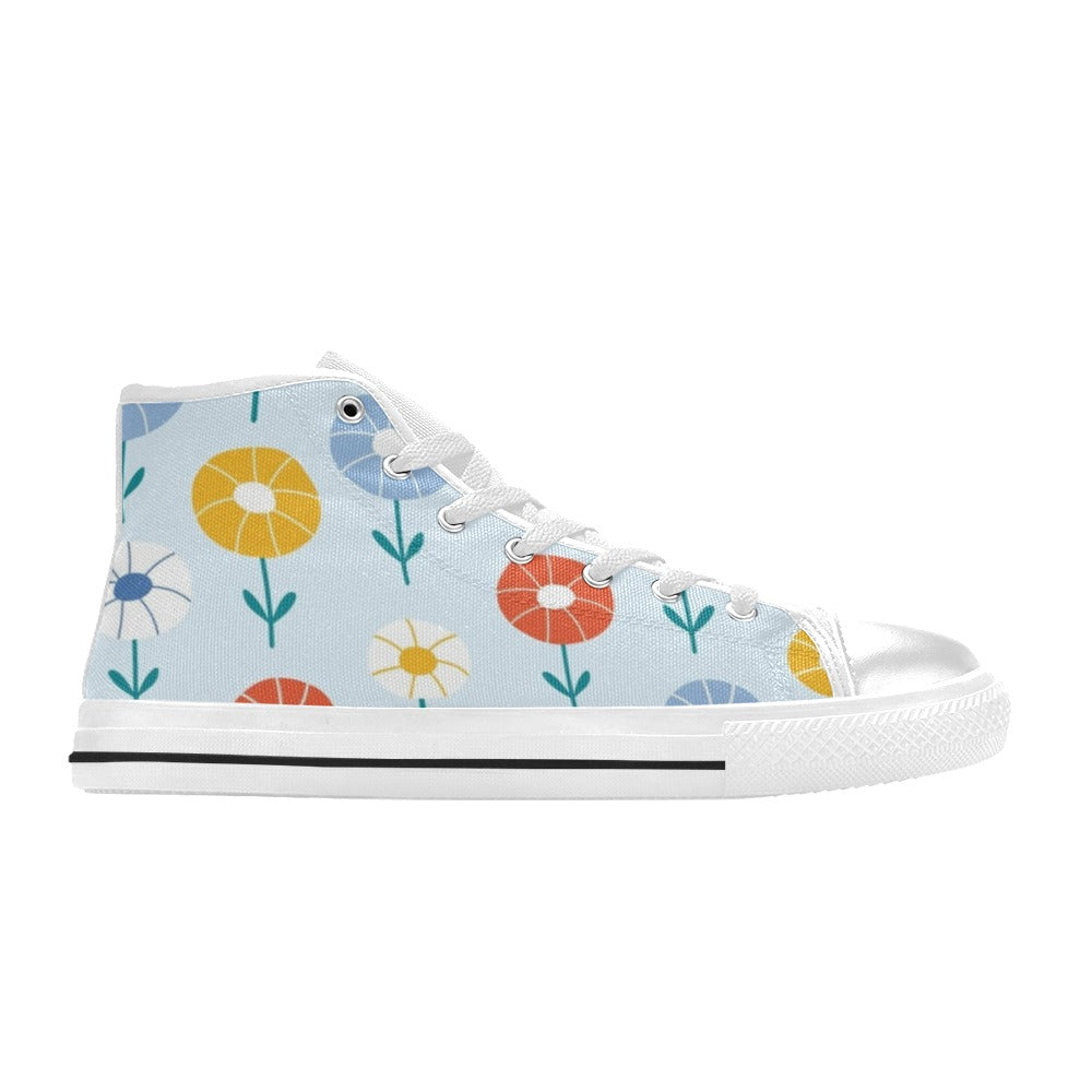 Abstract Cute Flowers Men's High Top Canvas Shoes Men's Classic High Top Canvas Shoes Plants Printed Offshore