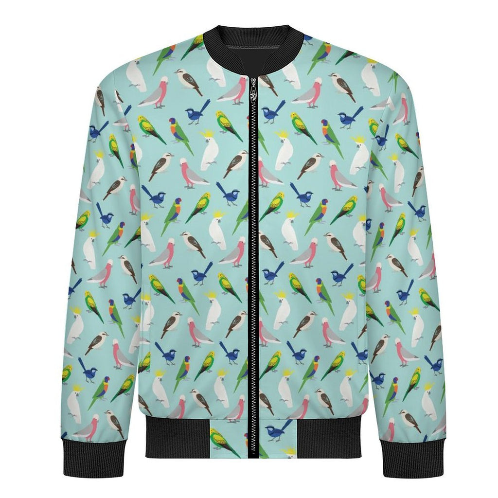 Australian Birds Men's Casual Zip‑Up Bomber Jacket