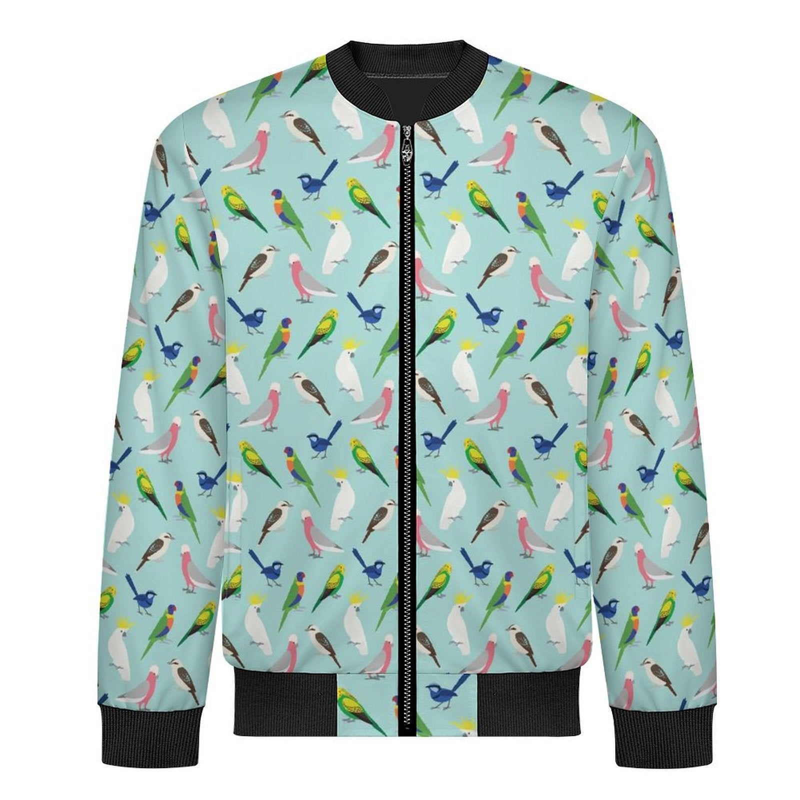 Australian Birds Men's Casual Zip‑Up Bomber Jacket