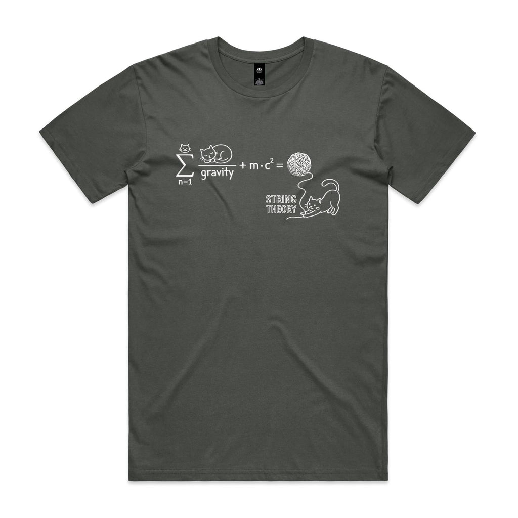 Cat String Theory Physics Men's AS Colour T-shirt Charcoal Mens T-shirt animal Printed In Australia Science
