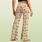 Abstract Floral High Waist Crossover Tummy Control Flare Leggings