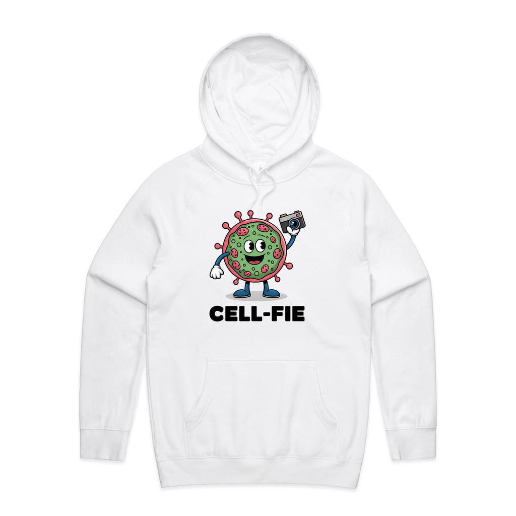 Cell-fie Cell Selfie Men's AS Colour Hoodie White Mens Hoodie Printed In Australia Science