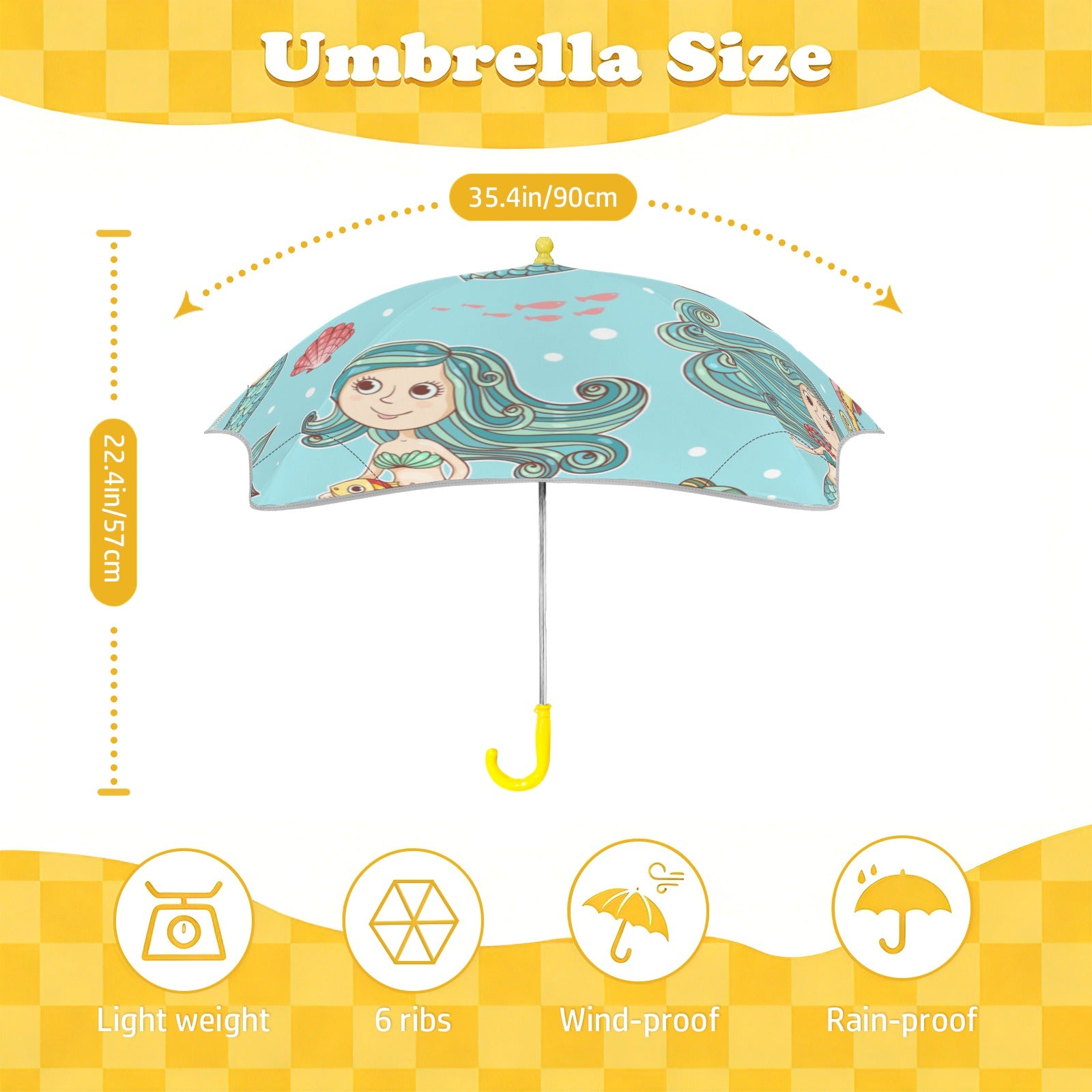 Mermaids Kids Safe Round Corner Umbrella Kids Safe Round Corner Umbrella Ocean Printed Offshore