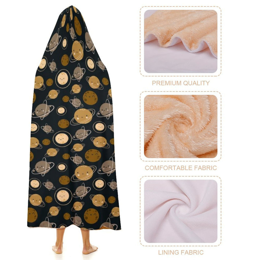 Planets Kids Hooded Blanket 100cm x 130cm