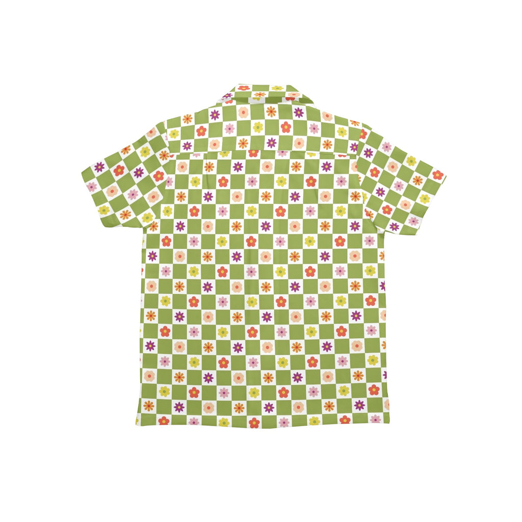 Flower Check Junior Kids Hawaiian Shirt