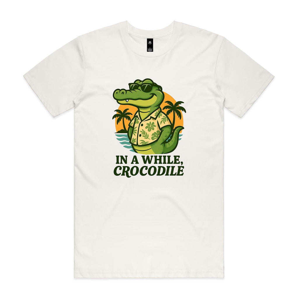 In A While, Crocodile Men's AS Colour T-shirt Natural Mens T-shirt animal Printed In Australia