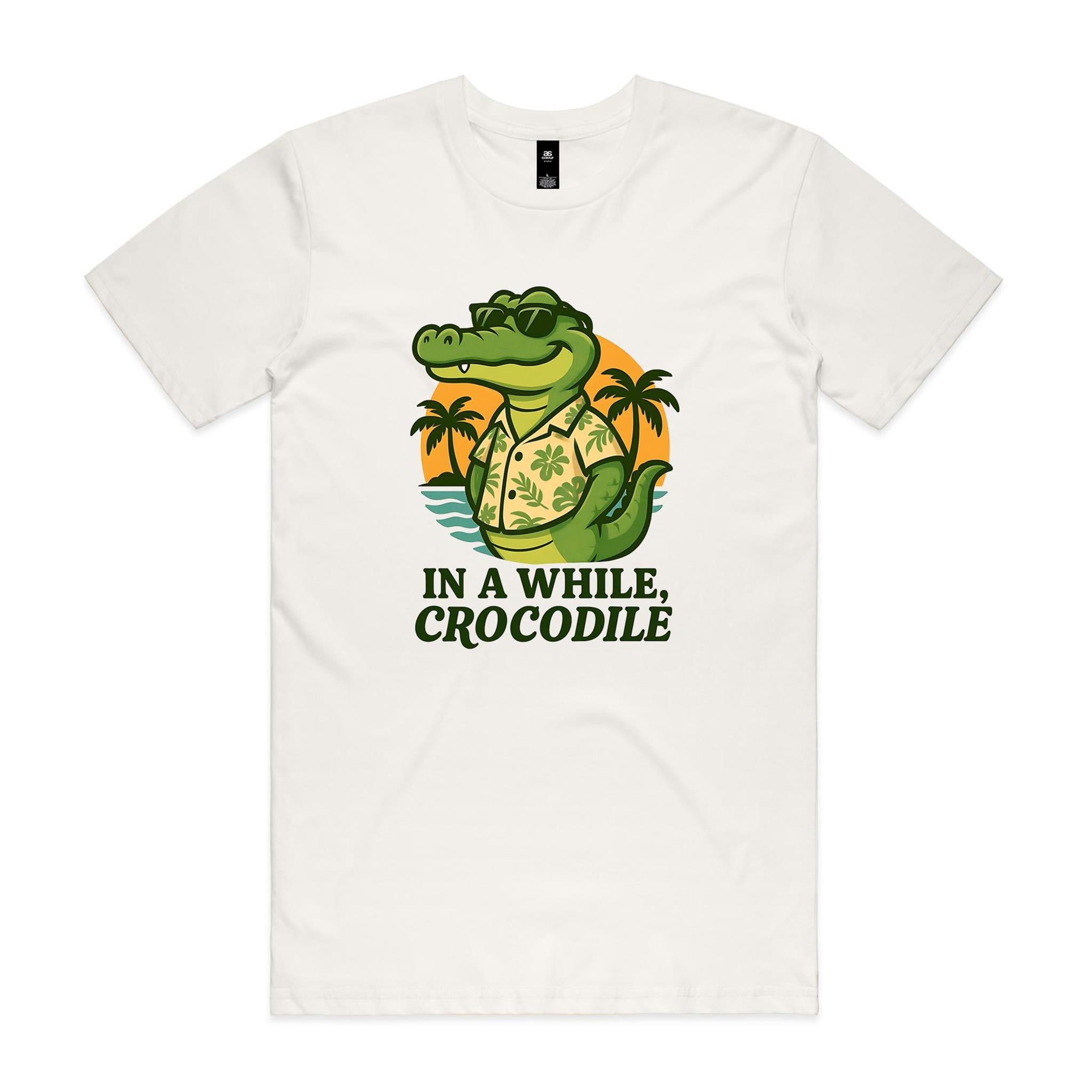 In A While, Crocodile - Men's AS Colour T-shirt Natural Mens T-shirt animal Printed In Australia