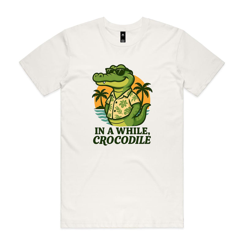 In A While, Crocodile - Men's AS Colour T-shirt Natural Mens T-shirt animal Printed In Australia