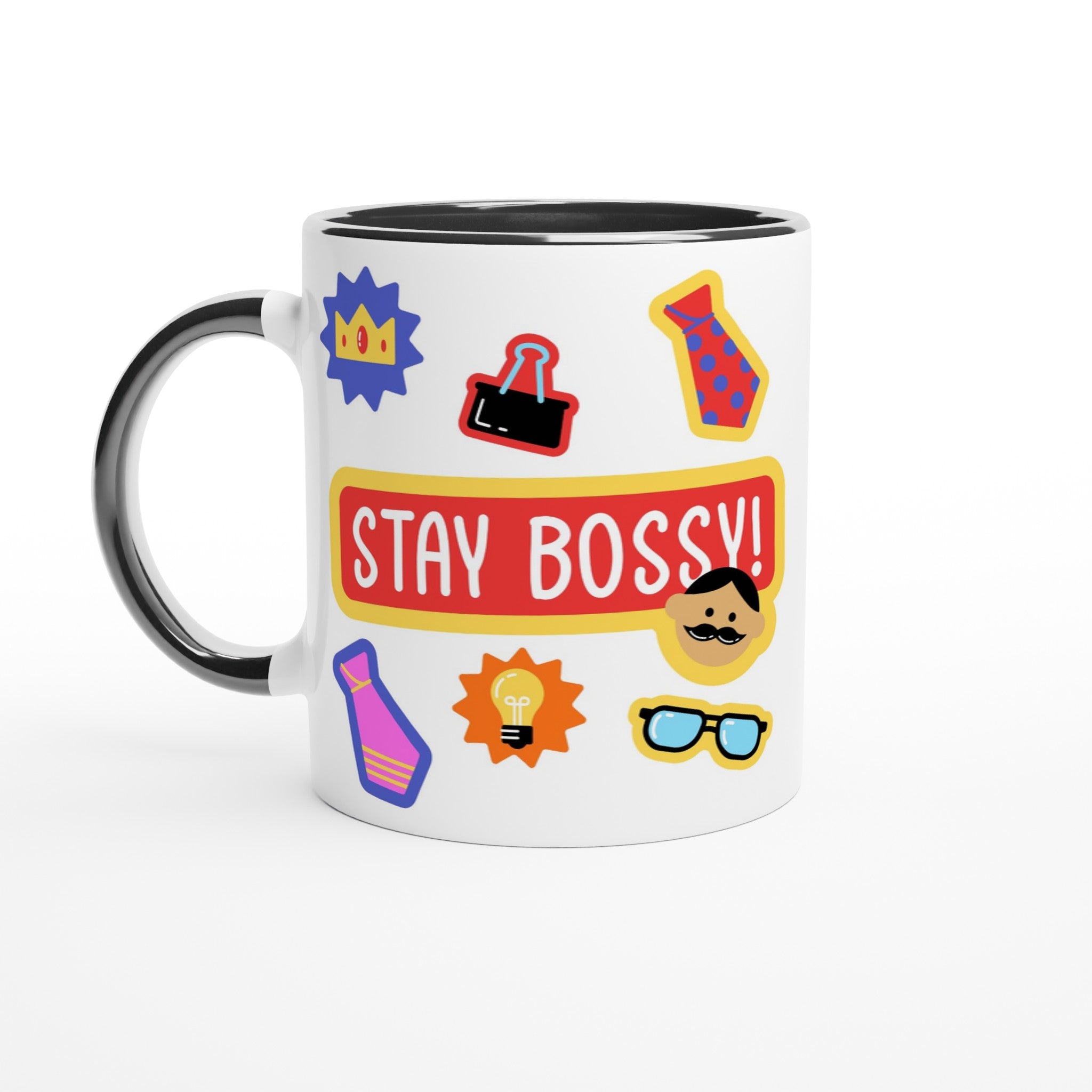 Stay Bossy, Boss Mug - White 11oz Ceramic Mug with Colour Inside Colour 11oz Mug Funny
