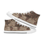 Map On Wood - Men's High Top Canvas Shoes