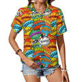 Comic Book 2 Women's Short-Sleeve Button Up Shirt white comic Printed Offshore