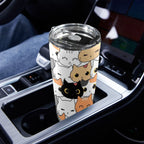Cute Cartoon Cats - 20oz Mobile Tumbler with Lid (Black Lock) 20oz Travel Mug animal Printed Offshore